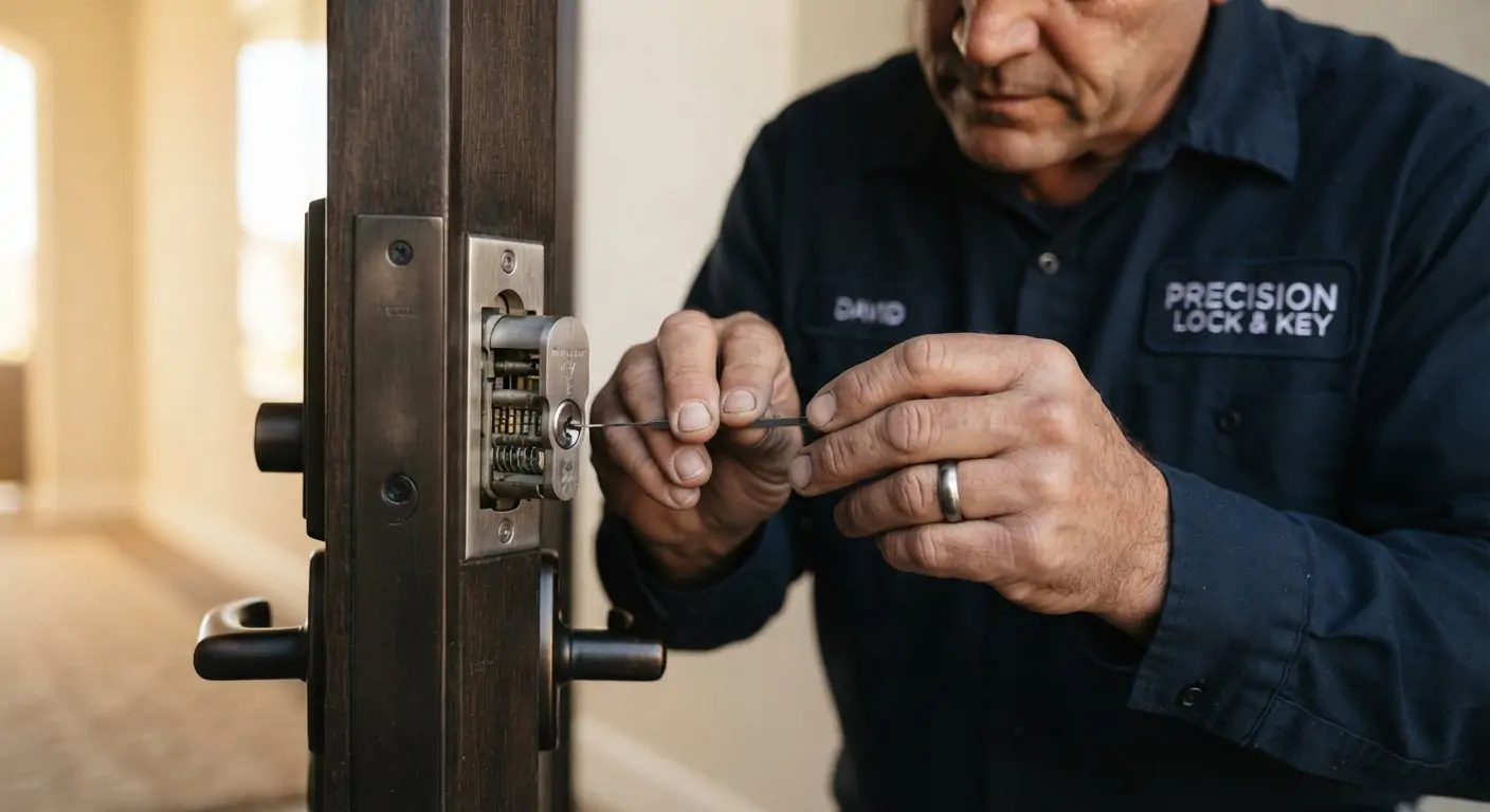 Serrurier travaillant sur une serrure haute sécurité